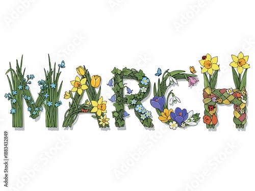 Springtime Blooms A Floral Celebration of March, Featuring Daffodils and Delicate Flowers