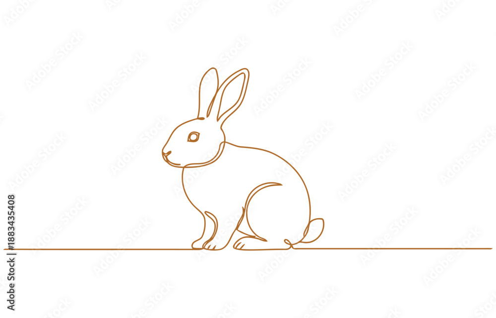 Obraz premium Continuous one line drawing of cute rabbit easter design vector illustration of animal in minimalist style