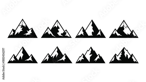 Mountain silhouettes collection isolated on white background, Vector
