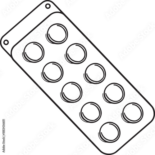  Line drawing of a button featuring six evenly spaced holes for threading or fastening