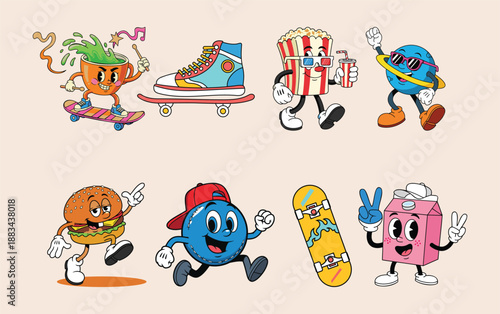 Creative and unique style cartoon characters vector illustration collection, Vector design for apparel prints, posters Banner, Graphics and other uses