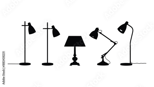 Various types of lamps isolated on white background, Vector