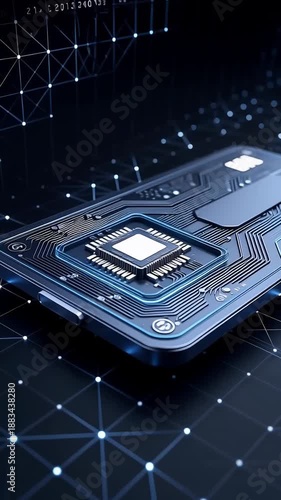 Microchip technology on futuristic smartphone design