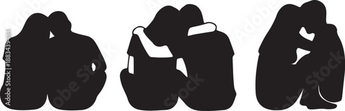 Three Silhouettes of Animals with Whiskers in Black and White also transparent background