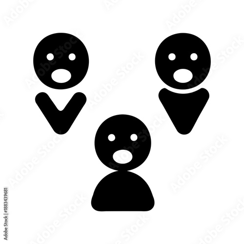 Black and White Icons of Shocked or Surprised People in Formation