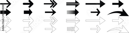 Collection of various arrow icons in different styles and directions