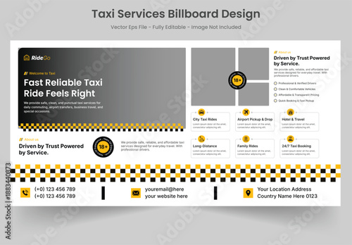 Taxi services Billboard banner design template