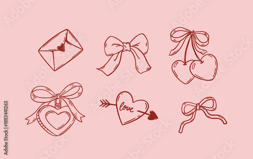 Romantic  stuff  vector doodle set 