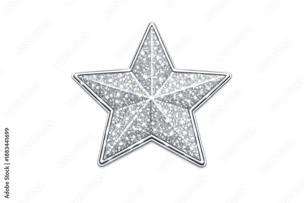 Obraz premium Silver glitter five-point star bringing festive sparkle, celebration, and luxury to holiday decorations on transparent background