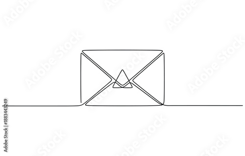 Continuous one line art mail icon email letter.