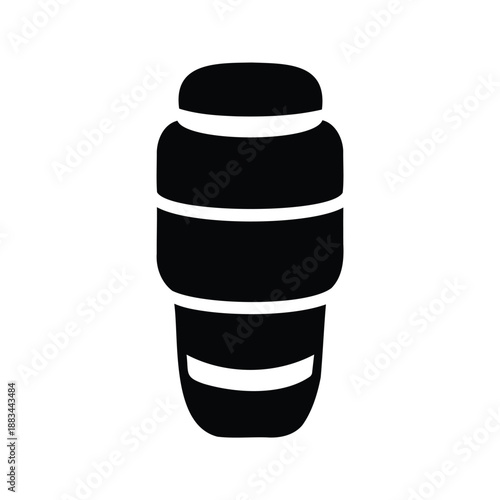 Black and white silhouette of a travel mug vector illustration,This is a black and white vector illustration of a travel mug with a sleek design