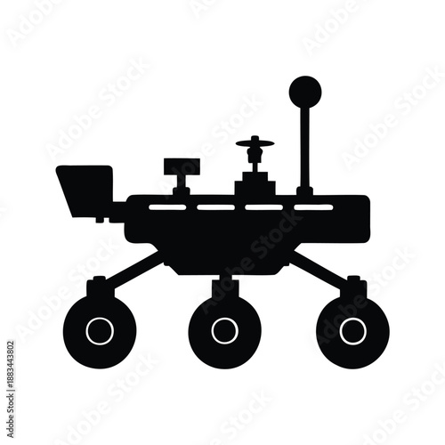 Mars rover silhouette vector illustration space exploration design,A black and white vector illustration of a Mars rover, perfect for space exploration designs