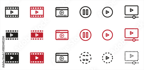 Modern Video & Cinema Icon Set – Movie, Film & Multimedia Outline Symbols Collection, Editable Vector Illustration