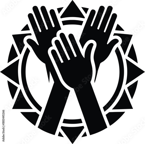 Adobe Illustrator Artwork  international human fraternity day logo with black figure and radiant red heart symbolizing unity, compassion, love and global solidarity
