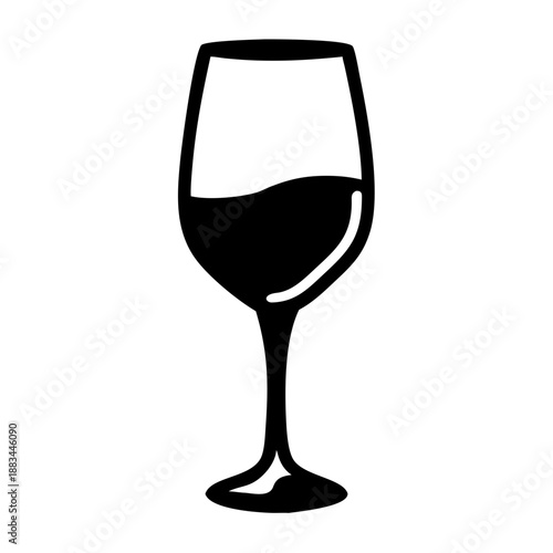 A black silhouette of a wine glass on a white background