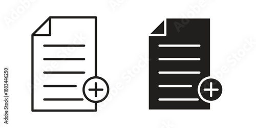 Add document icon suitable. Simple outline and solid style icon EPS10