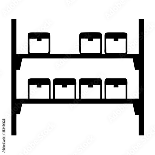 Black and white illustration of binders on shelves