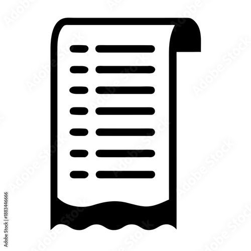 A black and white icon of a document or webpage with horizontal lines