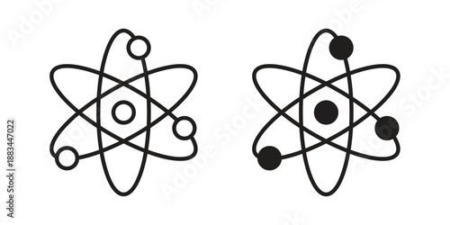 Atom icon suitable. Simple outline and solid style icon EPS10