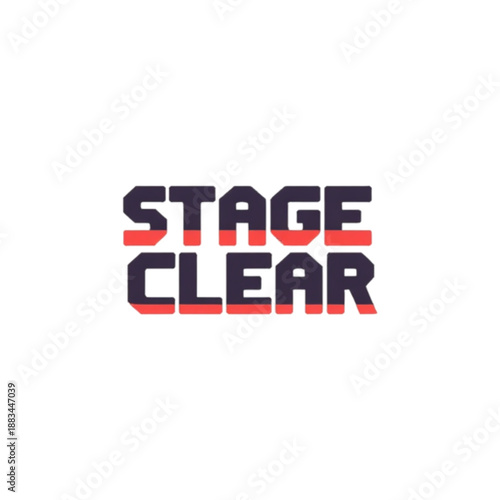Stage Clear Retro Gaming Text Logo Vector Graphic