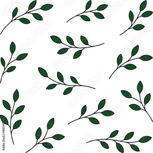 Photos Seamless hand drawn botanical leaf sprig pattern.