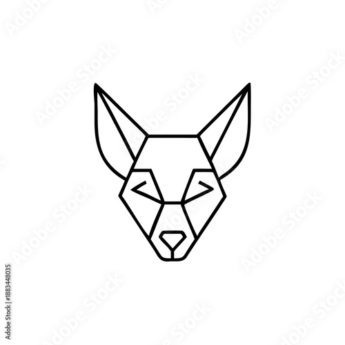 Geometric Fox Head Outline Icon Vector Design Element