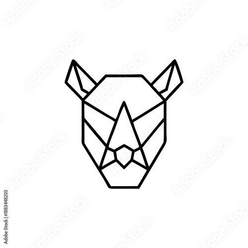 Geometric Rhinoceros Head Simple Line Art Vector Graphic Illustration