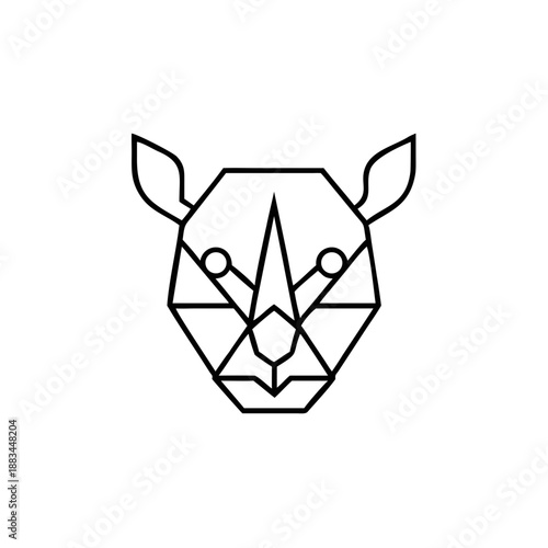 Minimalist Geometric Rhinoceros Face Outline Icon Vector Illustration