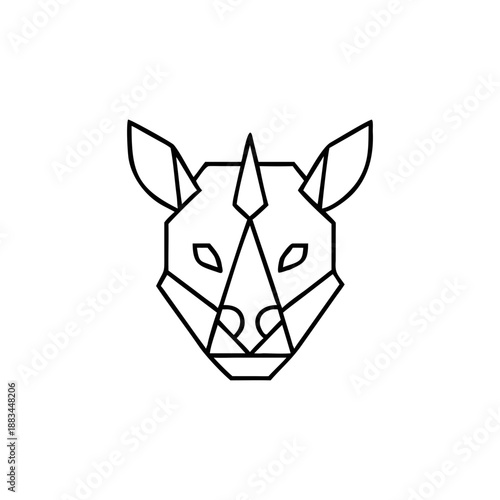 Geometric Rhinoceros Head Minimal Line Art Illustration Vector Graphic