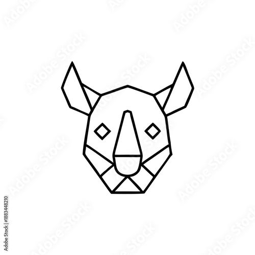 Geometric Head of a Rhinoceros Minimalist Line Art Vector Illustration