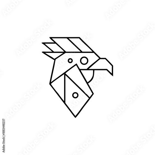 Geometric Secretary Bird Head Profile Simple Line Art Vector Illustration