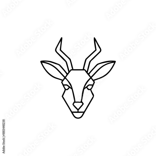 Minimal Geometric Springbok Head Portrait Simple Line Drawing Vector