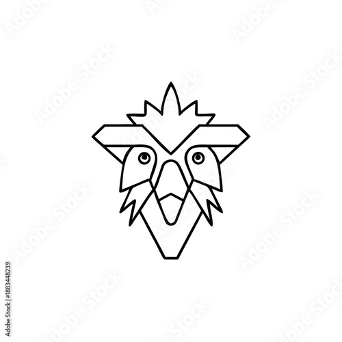 Geometric Secretary Bird Head Symmetrical Minimalist Simple Line Art Vector