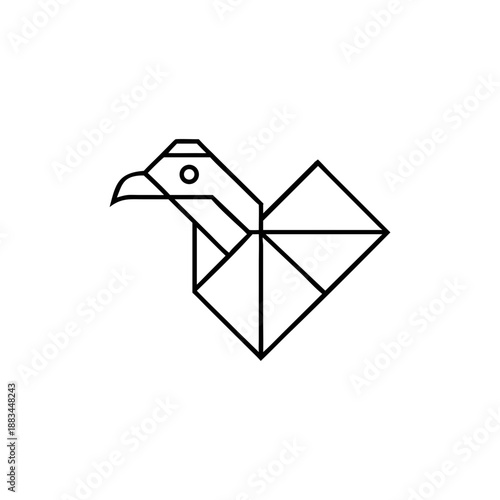 Minimalist Geometric Secretary Bird Head Profile Outline Vector Graphic