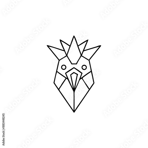Geometric Head of a Secretary Bird Minimal Line Art Vector