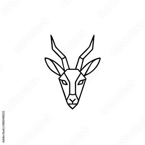 Geometric Springbok Antelope Head Minimal Line Art Vector Illustration