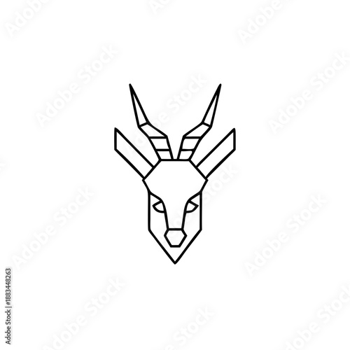 Minimalist Geometric Springbok Head Outline Icon for Modern Branding Vector