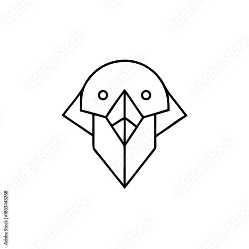 Geometric Vulture Head Icon Minimal Simple Line Art Vector Illustration