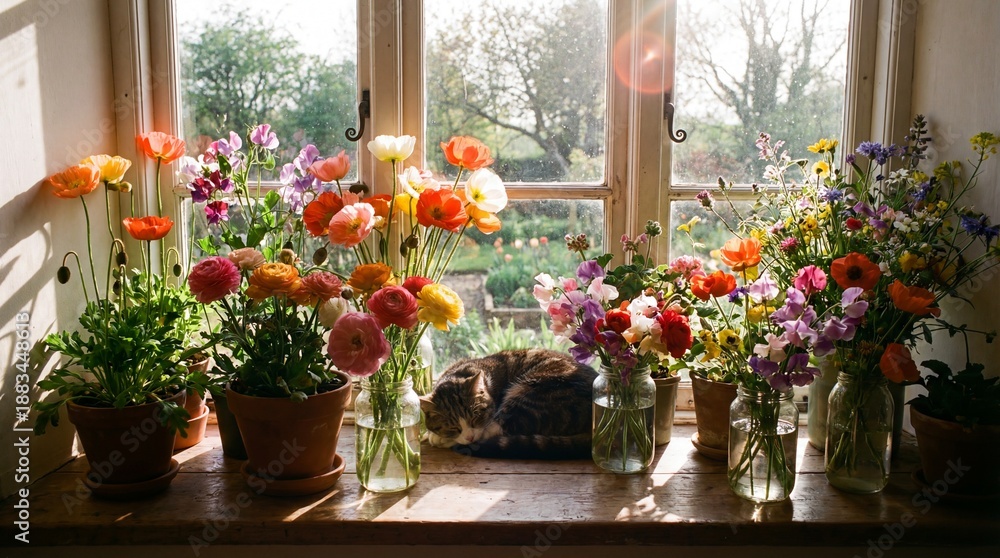 Fototapeta premium flowers in the window