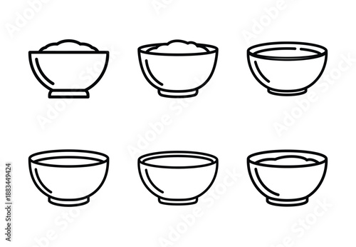 Set of food related sugar bowl  outline vector icons. food linear icons collection, Editable stroke
