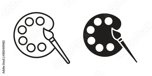 Brush and Palette icon suitable. Simple outline and solid style icon EPS10