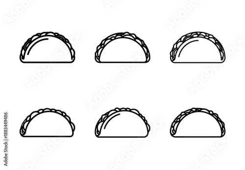 Set of food related taco  outline vector icons. food linear icons collection, Editable stroke