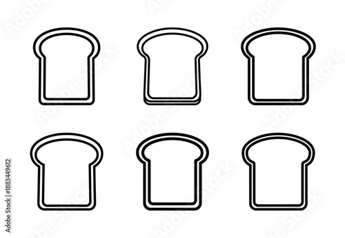 Set of food related toast bread  outline vector icons. food linear icons collection, Editable stroke