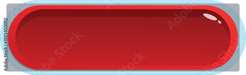 Glossy red rounded rectangle button is waiting to be clicked