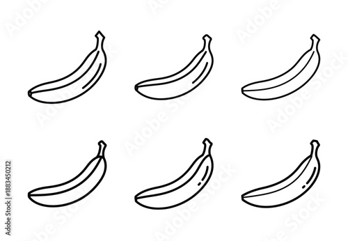 Set of food related banana  outline vector icons. food linear icons collection, Editable stroke