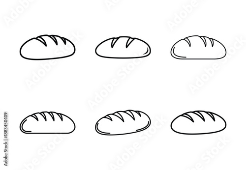 Set of food related bread loaf  outline vector icons. food linear icons collection, Editable stroke