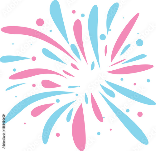 Colorful firework exploding against white background, adding a touch of celebration and excitement