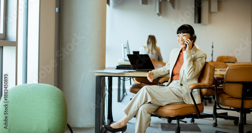 Businesswoman talking on a ...