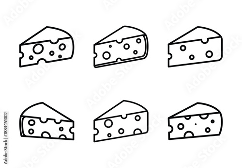 Set of food related cheese wedge  outline vector icons. food linear icons collection, Editable stroke