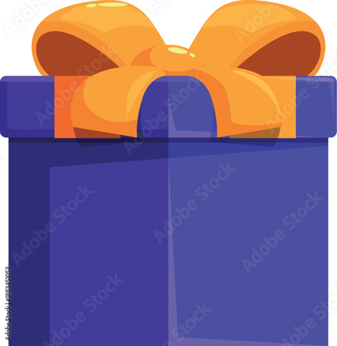 Vibrant purple gift box adorned with an orange ribbon bow, perfect for birthdays, holidays, or any celebratory event